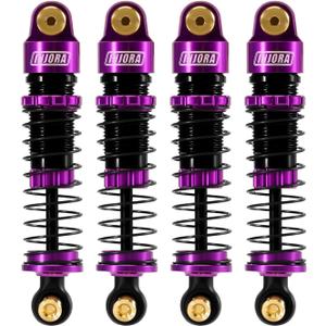 INJORA 40mm Big Bore Oil Shock Absorber for 1/24 SCX24 FCX24M Upgrade, 3.2g/Each(Purple Aluminum & Nylon)