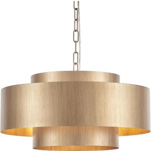 20 Brushed Brass Modern Chandelier Classic 3 Round Metal Pendant Light Contemporary Adjustable Industrial Pendant Light for Dining Room Kitchen Island Living Room Bedroom, UL Listed