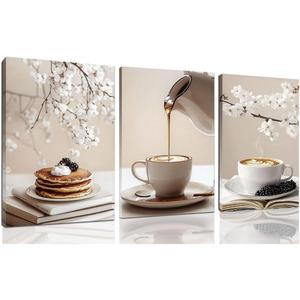 sawjug Coffee Canvas Wall Art, Coffee Decor, Kitchen Wall Decor, Pictures for Living Room, Bedroom, Kitchen (24" x 36" x 3 pcs)
