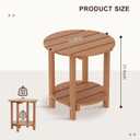 2 Tier Round Outdoor Side Table with Wood-Like Grain, HDPE Adirondack Table Patio Side Table, Weather Resistant End Table for Pool, Patio & Porch, Small Outdoor Table (Teak, Round)