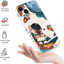 for iPhone 15 Plus Case, Astronaut Side Creative Pattern Designs Liquid Silicone Shockproof Soft Phone Cover for iPhone 15 Plus, Astronaut Rice White