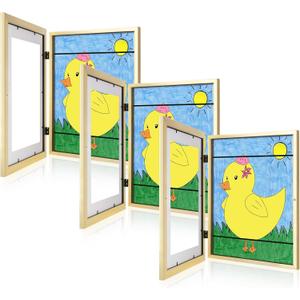 [3 Pack] Kids Art Frames, 10x12.5 Front Opening Kids Artwork Frames Changeable, Displays 8.5x11 With Mat and 10x12.5 Without Mat, Holds 50 Pcs, for 3D Picture, Crafts, Children Drawing, Hanging Art, Portfolio Storage (Gold)