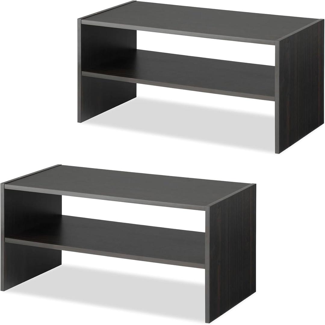 Whitmor Wood Stackable 2-Shelf Shoe Rack, 24 INCH, Espresso2 Pack