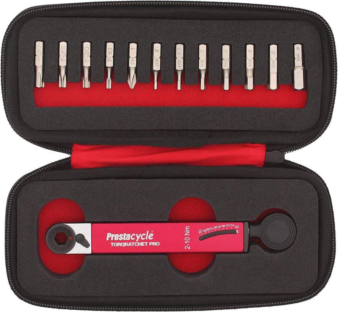 Prestacycle TorqRatchet PRO Deluxe Kit  210Nm Torque Wrench & Ratchet Multi-Tool  Compact Bike Tool Kit with 12 Bits  60Nm Rated  Carry Case Included