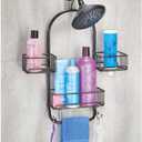 mDesign Modern Metal Wire Bathroom Tub & Shower Caddy, Hanging Storage Organizer Center - 2 Wash Cloth/Razor Hooks, 3 Baskets - for Bathroom Shower Stalls, Bathtubs - Rust Resistant - Bronze