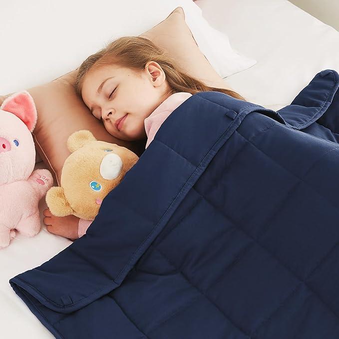 CuteKing Weighted Blanket (10lbs, 40"x 60", Grey) Heavy Blanket for 90-100lbs, Weighted Blanket for Cooling & Heating with Premium Glass Beads, Thick Blanket All-Season