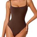 Avidlove Body Suits for Womens Sleeveless Square Neck Bodysuit Thong Cami One Piece Tank Top Bodysuits (Browen, XS)