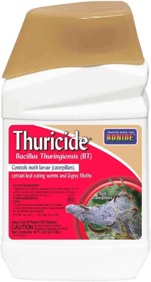 Bonide Thuricide BT Concentrate, 16 oz Ready-to-Mix Solution for Caterpillar, Worm and Moth Control in Home Garden
