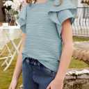 blibean Girls Ruffled Short Sleeve Textured Tops Shirts Size 6-15 Years