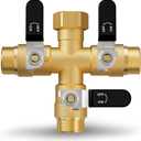 Garden Hose Splitter, 3 Way Heavy Duty Brass hose splitter, Water Hose Bib Spigot Splitter with 0.59" Full Flow Ball Valve Outlet & Shut-Off Valve 3/4'' Connector Outdoor Water Faucet Adapter