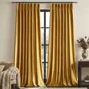 Gold Velvet Pinch Pleated Curtains: Luxury Living Room 90 Inches Long 2 Panels Set Darkening Thermal Insulated Drapes with Hooks- Elegant Soundproof Noise Reducing Back Tab Window Curtain for Bedroom