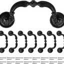 8 Pack Bail Pull Handles, 3.5 Inch Hole Center Antique Drop Drawer Pull Swing Cabinet Dresser Handles, Antique Black(Total Length: 4.72 inch)