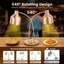 Food Heat Lamp, 500W Dual-Head Stainless Steel Commercial Food Warmer Lamp with 540 Rotation & 3Pcs Bulbs, Portable Warming Light for Restaurant Kitchen Buffet Counter Party Catering