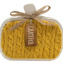 Holiday Home 6.7 in Wood Table Décor Pumpkin Sweater Yellow