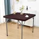 PU Waterproof and Oilproof Fitted Tablecloth Elastic Stretch Table Cover, Wipeable Square Table Cloth for Kitchen, Dining, Picnic, Party, Indoor and Outdoor (Chocolate, 36"x36")