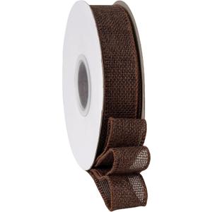 Brown Burlap Wired Ribbon, Ribbon with Wire Edge for Father's Day Decor, Gift Wrapping, Bows, Outdoors Wreath. 1 Inch x 20 Yards/Roll