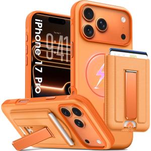 Oneagle Magnetic & Detachable Wallet for iPhone 17 Pro Case with Card Holder [Fit for MagSafe], [RFID Blocking], with Metal Kickstand 15FT MIL-Grade Shockproof Heavy Duty Phone Case for iPhone 17 Pro