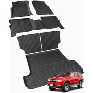 All-Weather Full Sets Car Floor Mats for Toyota 4Runner 1996-2002 with Trunk Mat & Backrest Mat, Cutsom Fit Full Protection for 3rd Gen 4 Runner Limited SR5 Base N180 SUV Accessories