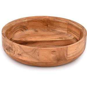 Kaizen Casa Wooden Round Shaped Serving Bowl for Fruit, Dessert Platter Tray Dish Kitchen Dining Fruit, Dessert, Snack