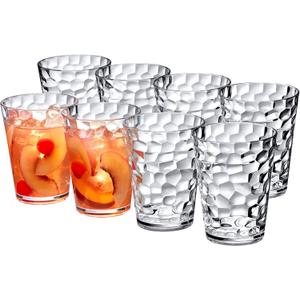 Amazing Abby - Iceberg - 16-Ounce Plastic Tumblers (Set of 8), All-Clear Reusable Plastic Cups, Stackable, BPA-Free, Shatter-Proof, Dishwasher-Safe