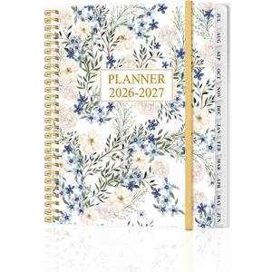 Academic Planner 2026-2027 - Weekly & Monthly Planner from July 2026 to June 2027, Agenda 2026 2027 with Inner Pocket, Elastic Band, 8.5" x 11", Crushed Flower