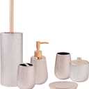 SURUI 6 pcs Bathroom Ceramic Bathroom accesories Complete Setwith Lotion Dispenser, Cotton Jar, Soap Dish, Tumbler Toothbrush Holder and Toilet Brush Set (Rose Gold)