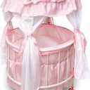 Badger Basket Pavilion Doll Bed for Dolls - Includes Padded Mat - Durable, Stylish Toy Furniture with Canopy for Pretend Play & Dcor for Kids Ages 3+ - Pink, 18