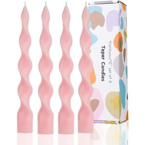 9.8" Pink Tall Taper Candle Sticks Dripless Taper Candle Handmade from Vegan Soy Wax for Holiday Wedding Party Home Dinner Decoration Party and Any Occasion, Set of 4(Pink)