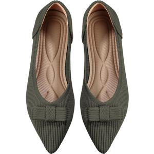 TINGRISE Womens Flats Comfortable Dressy Pointed Toe Ballet Flats for Women Knit Slip On Work Shoes Business Casual Dress (8, Green)