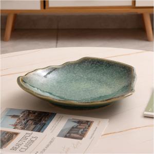 Ceramic Decorative Dish for Kitchen Counter,12'' Large Decorative Bowl, Key Bowl for Entryway Table, Modern Centerpiece Decor Dish for Home Decor Accents.(GREEN)