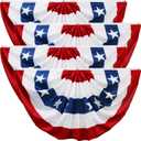 HOOSUN American Flags for Outside, Veterans Day Decorations,4 Pack 3x6 Ft American Flag Bunting for Outside, USA Pleated Fan Flag,4th of July Patriotic Decorations, Red White and Blue Buntings Banner