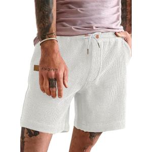 JMIERR Men's Casual 5"/ 7" Shorts Waffle Elastic Waist Drawstring Workout Running Jogging Beach Sweat Shorts with Pockets (X-Large)