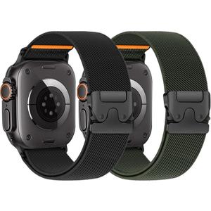 Stretchy Bands for Apple Watch Ultra/3/2 Band 49mm 46mm 45mm 44mm 42mm 41mm 40mm 38mm Men Women, Nylon Elastic Braided Strap & Fabric Cloth Wristband Correa for iWatch Series 11 10 9 8 7 6 5 4 SE 3/2