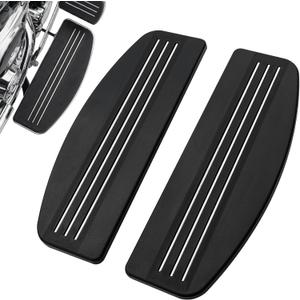 PBYMT Rider Footboard Rubber Insert Front Footboard Floorboard Foot Peg Footrest Pad Compatible for Harley Touring Softail Road King Electra Glide 1986-Later Streamline Black