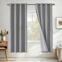 Faux Linen 100% Blackout Curtains for Bedroom, Blackout Curtains 72 Inches Long, White Lined Room Darkening Curtains, Curtain Grommets Drapes, Thermal Curtains (2 Panels, Light Grey)