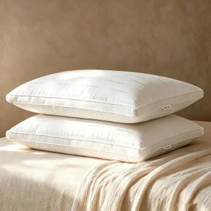 Calvin Klein Luxury Hotel Pillows Queen Size Set of 2 Medium Soft
400 Thread Count Print 100% Cotton Cover, Gusseted Down Alternative for Back, Stomach or Side Sleepers