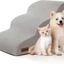 Aodisman 3Step Dog Ramp and Stairs for Sofa and Chair  NonSlip Sturdy Pet Steps for Small Dogs and Cats,15.7" H,Light Grey