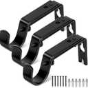 Heavy Duty Curtain Rod Brackets, Adjustable Wall Mount Iron Rod Holders for 1 Inch Rods, Window Treatment Hardware Kit with Screws & Anchors (3PCS)