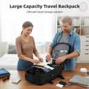 Portable Travel Backpack with USB Charging Port, 17.7 x 12.6 x 7.1 in Black Polyester Water-Proof Smart Laptop Pack with Multi-layer Compartment and 15.6 in Laptop Sleeve for Travel, Trips