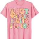 Peace Out Single Digits I'm 10 Groovy Retro 10th Birthday T-Shirt XS Pink
