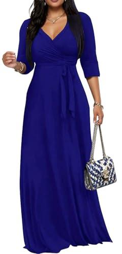 Maxi Dresses for Women Long Dress Casual V-Neck Loose Prom Dresses with Pockets All Seasons 2XL