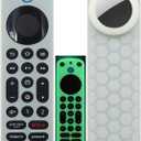 Silicone Cover Compatible with Fir TV Alexa Voice Remote Pro 2022 with Airtag Holder,Tracker Cover with Hole for Tile Sticker,Glow Green