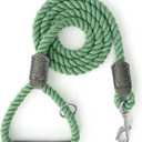 Mile High Life Dog Leash, Braided Cotton Rope Leashes with Leather Handle - Heavy Duty Metal Clasp, 5FT, 1/2" Thick - Wedding, Walking & Training Leash for Small Medium Large Dogs (Kashmir)