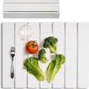 Meowoo Stone Drying Mat for Kitchen Counter, 15.7"x11.8" Foldable Diatomaceous Earth Mat, Super Absorbent, Quick-Dry Bath & Kitchen Pad for Dishes, Cups, Bottles, Non-Slip, Fits Any Countertop - White