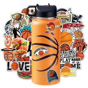 Basketball Water Bottles for Boys 32 oz and 100 PCS Basketball Stickers Sports Insulated Stainless Steel Water Bottle Basketballs Accessories Stuff Gear Gifts For 8-12 12-14 Player