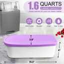 Walfos Ice Cream Containers for Homemade Ice Cream - 1.6 Quart, Bonus Sealing Bands Keeping Silicone Lids Airtight, Reusable Ice Cream Tubs, Stackable Freezer Storage for Yogurt, Sorbet - Purple