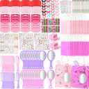 Pinkunn 264 Pcs Spa Party Supplies for 16 Kids Girls Party Favors