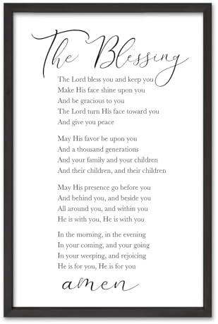 SRSZHIYUE The Blessing Song Lyrics Christian Wall Decor 16"×24" Scripture Amen Quotes Sign Religious Christ Prayer Bible Verse Rustic Farmhouse Home Living Room Small Wall Hanging (Black)
