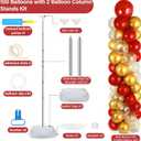 2 Sets Red Gold Balloon Column Stand Kit with 100 Balloons Adjustable Balloon Tower Stand with Bases for Floor Red Gold Confetti Balloon Column Kit for Valentine's Day Sport Birthday Wedding Party