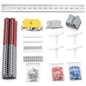 Terminal Block Kit, Rail Type Voltage Terminal, Rail Combined Terminal Block (Red & Grey)